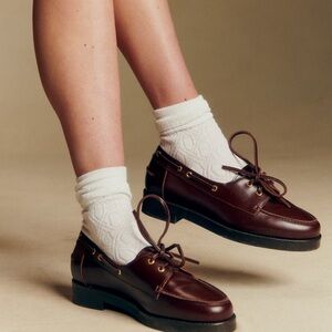 Sezane Caroline Loafers Glossy Chocolate - Size 8